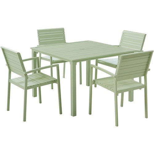 Mod Furniture - Luna 5pc: 4 Slat Dining Chairs, 41" Slat Table - Mint-United Backyard