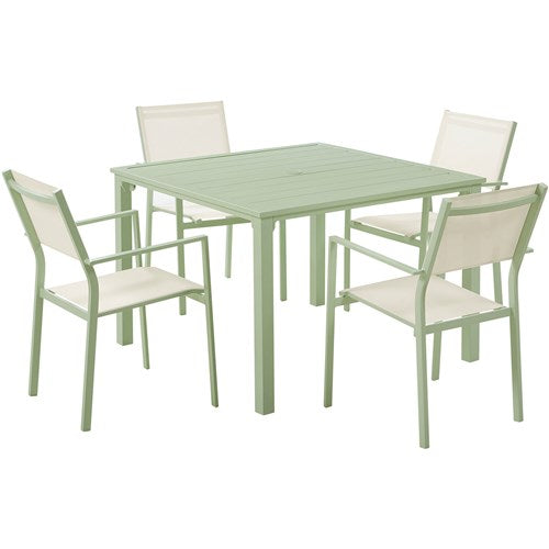 Mod Furniture - Luna 5pc: 4 Sling Dining Chairs, 41" Slat Table - Mint-United Backyard