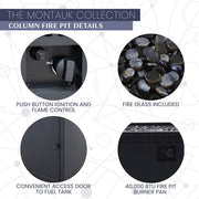 Mod Furniture - Montauk 4pc Fire Pit: 2 Chairs w/Pillow, Side Table, Gas Fire Pit - Navy-United Backyard