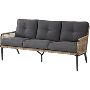Mod Furniture - Pasadena 6pc Set: 2 Chairs, Sofa, 2 Ottomans, Glass Top Coffee Table - Tan/Charcoal-United Backyard
