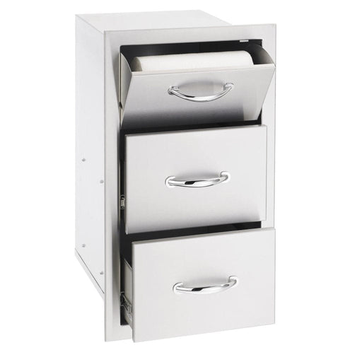 Summerset - 17" Stainless Steel Vertical 2-Drawer & Paper Towel Holder Combo-United Backyard