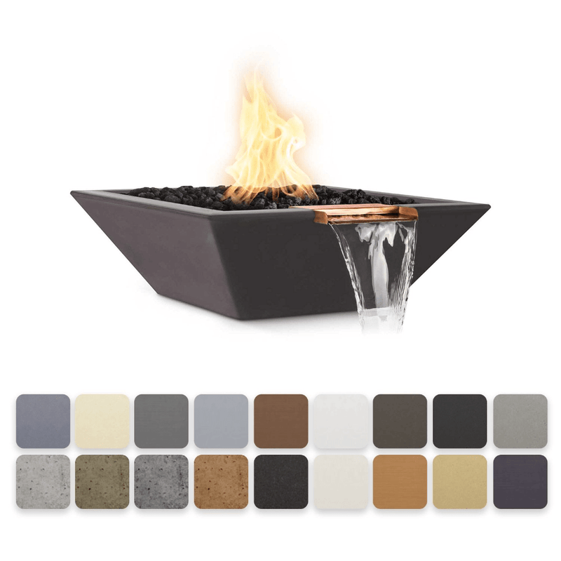The Outdoor Plus - 30" Maya GFRC Concrete Square Fire & Water Bowl-United Backyard