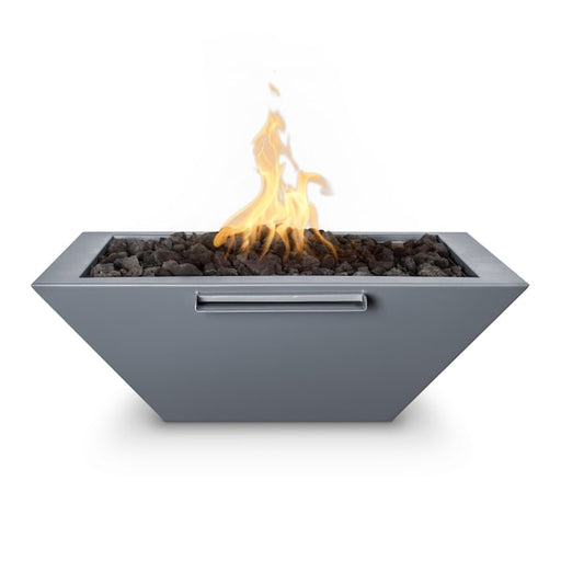 The Outdoor Plus - 36" Square Maya Fire & Water Bowl - Powder Coated Metal - Match Lit - Natural Gas - Gray-United Backyard