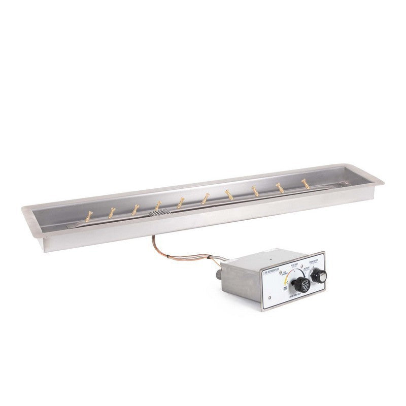 The Outdoor Plus - 48 Inch Rectangular Drop-In Pan and 36 Inch Stainless Steel Linear Bullet Burner - Flame Sense Ignition-United Backyard