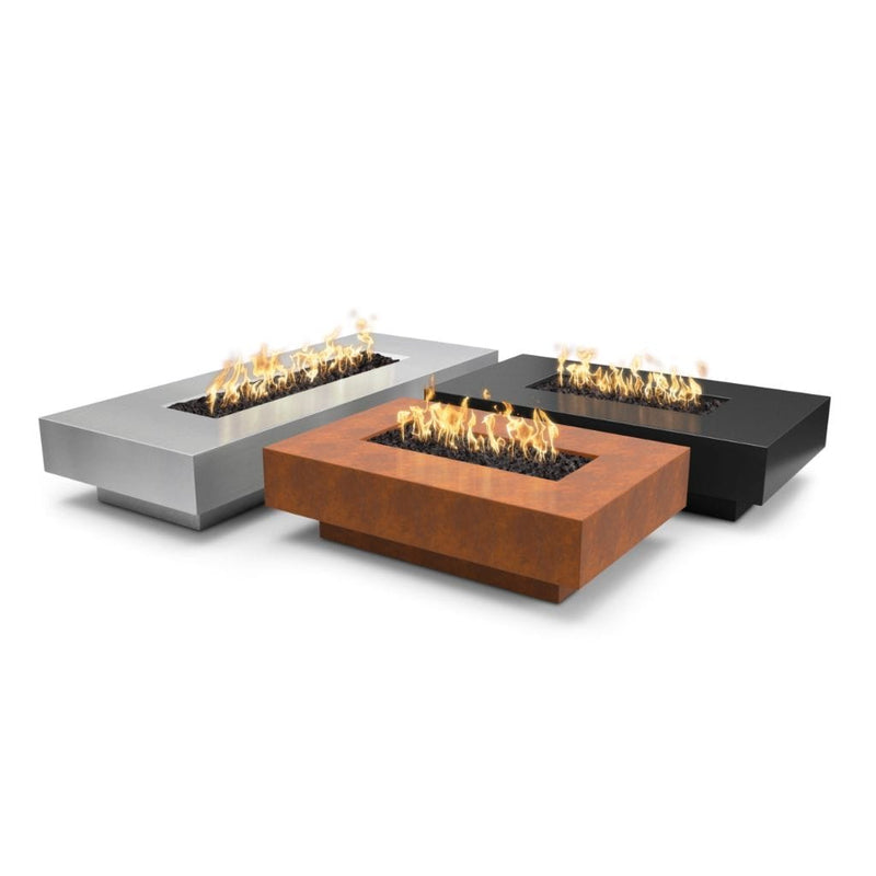 The Outdoor Plus - 56" Rectangular Cabo Fire Pit, Powder Coated Metal, Spark Ignition with Flame Sense, Natural Gas - Pewter-United Backyard