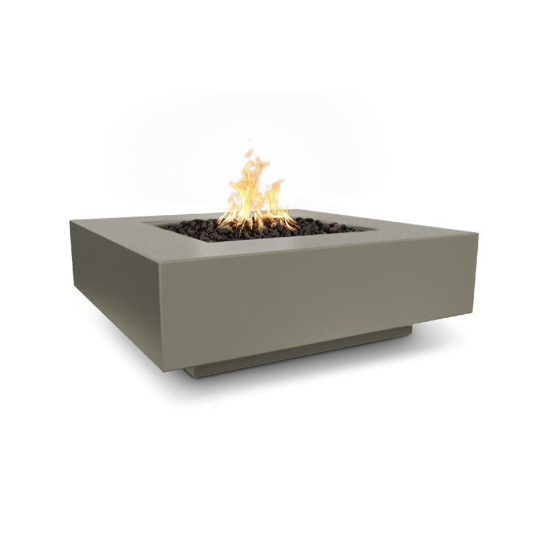 The Outdoor Plus - Cabo 48 Inch Square Concrete Match Lit Fire Pit, Metallic Slate, Natural Gas-United Backyard