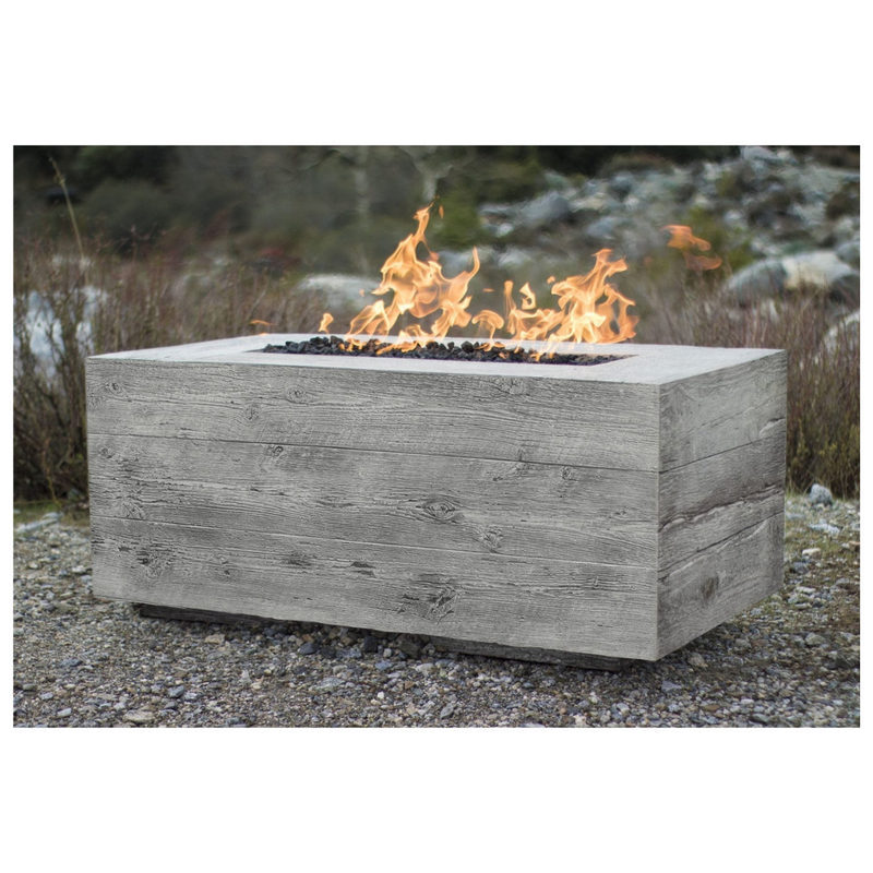 The Outdoor Plus - Catalina 84" Wood Grain Match Lit Fire Pit, Natural Gas - Ivory-United Backyard