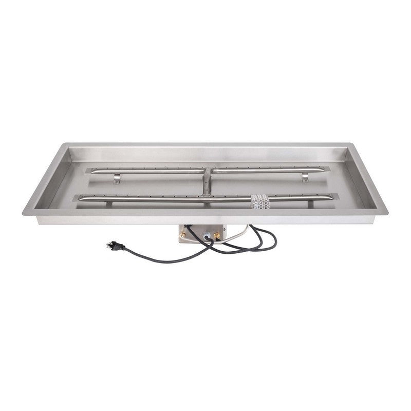 The Outdoor Plus - Stainless Steel 84 Inch x 12 Inch Rectangular Drop-In Pan and 72 Inch H-Burner - 110V Electronic Ignition-United Backyard