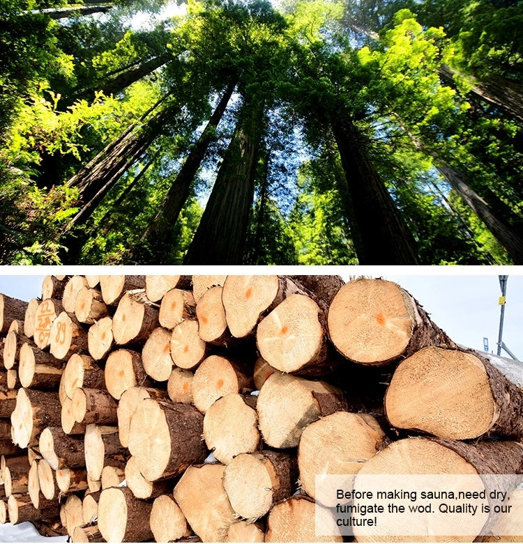 SaunaLume™ Red Cedar 2-4 Person Commercial Sauna Outdoor Room Panoramic Barrel Sauna